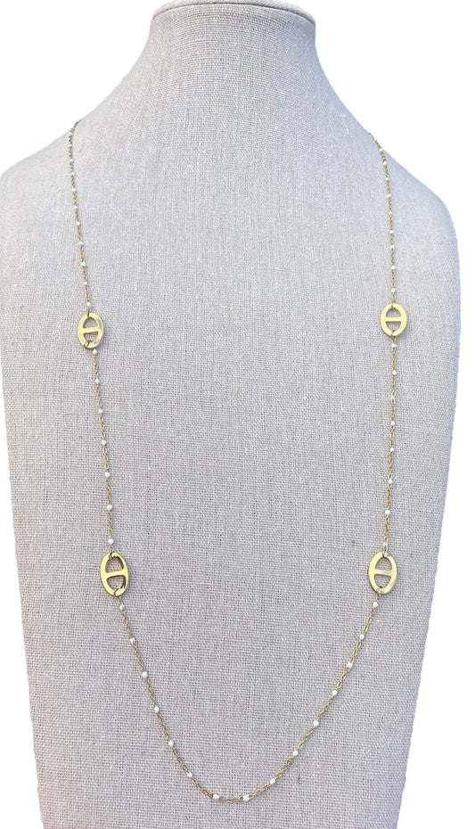 🎀✨Sautoir maille marine émail