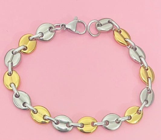 Bracelet doré et argenté graines de café