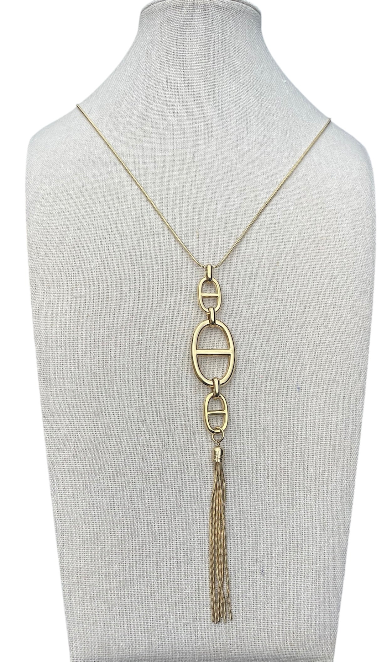 Sautoir doré mailles marine