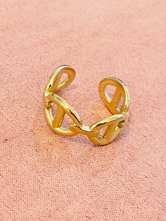 Bague dorée mailles marine