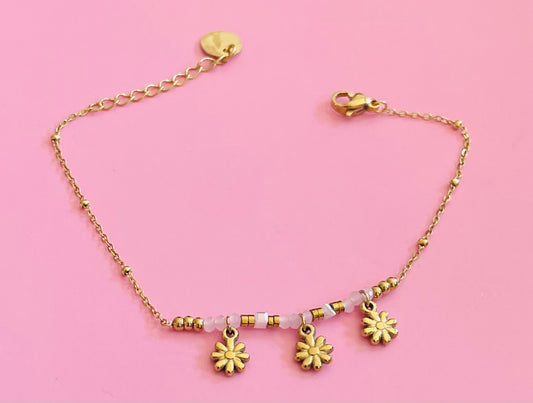 Bracelet doré fleurs