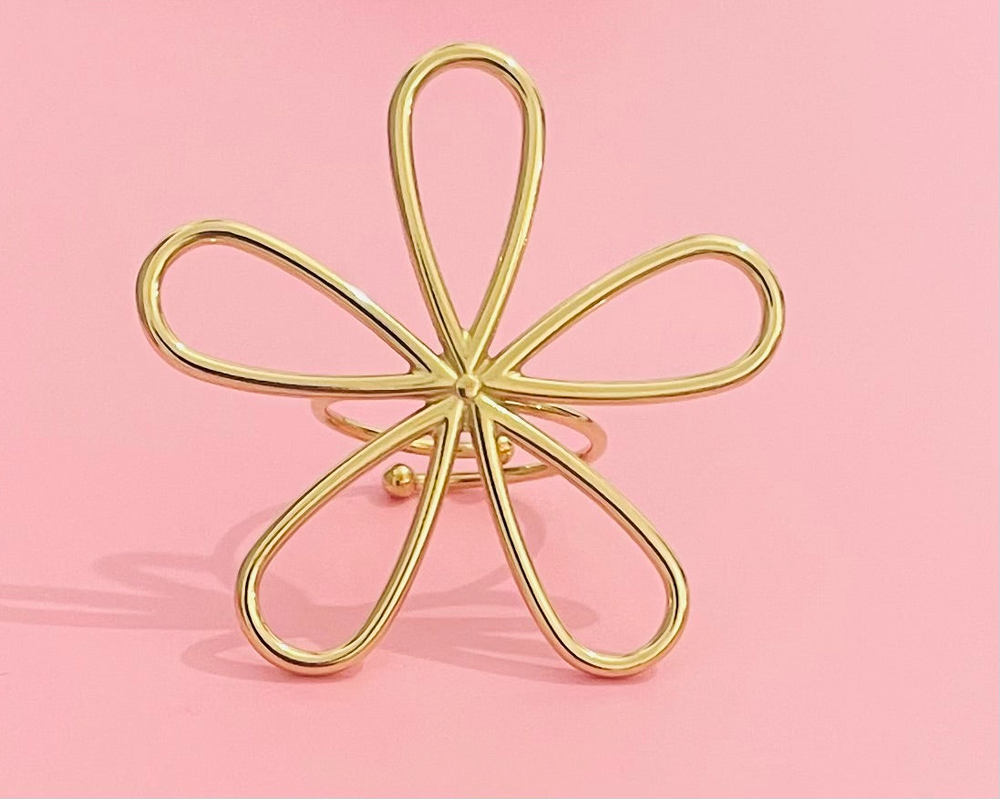 Bague dorée fleur