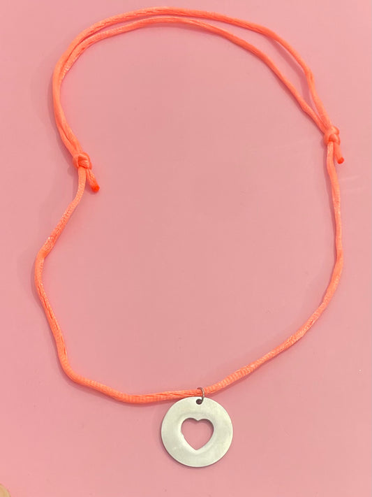 Collier cordon cœur argenté✨