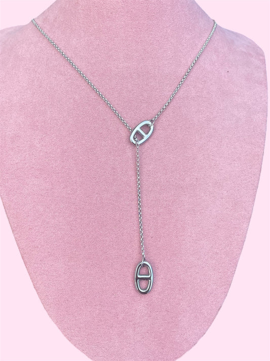 Collier y argenté mailles marine✨🎀