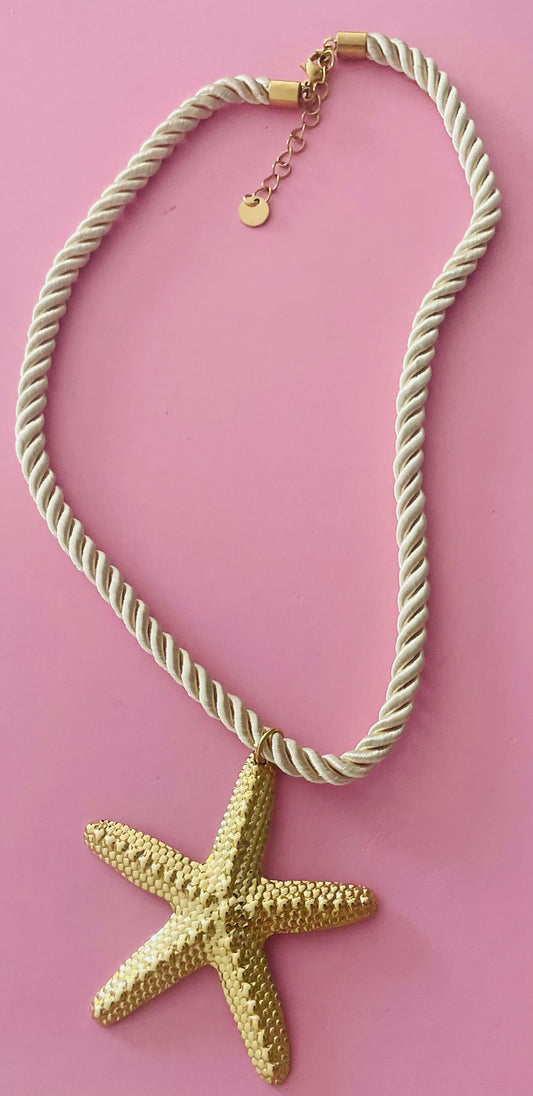Collier doré étoile de mer cordon✨