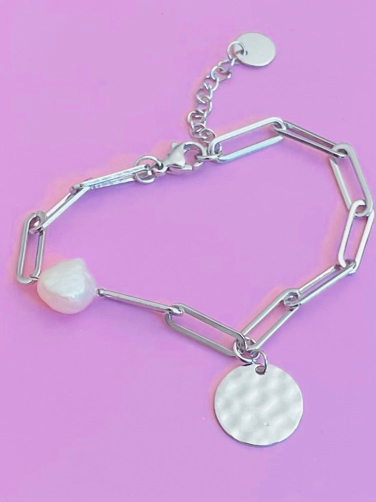 Bracelet argenté perle de culture ✨🎀