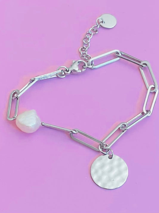Bracelet argenté perle de culture ✨