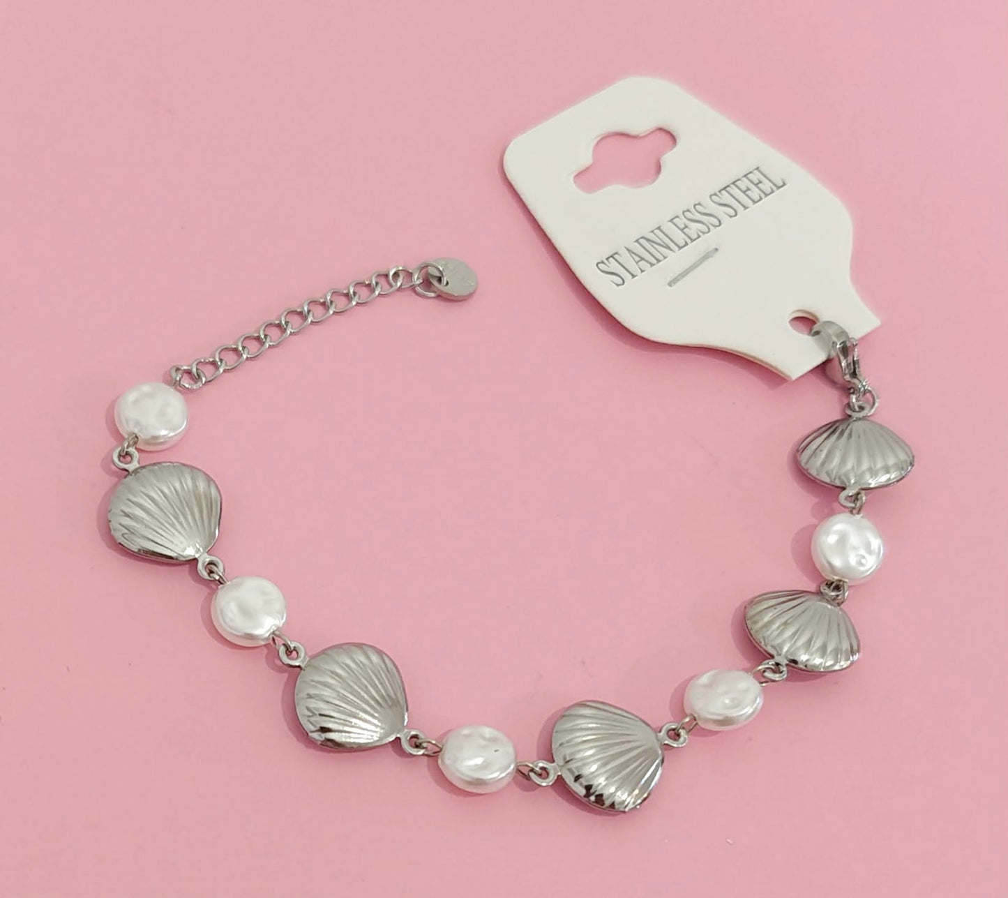 Bracelet argenté coquillages 🐚 🎀
