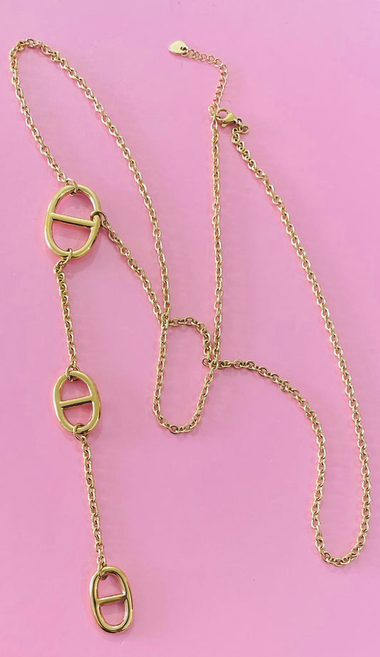 Sautoir doré mailles marine💖🌺