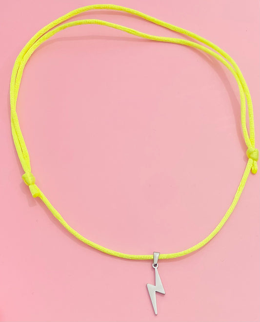 Collier argenté éclair cordon✨