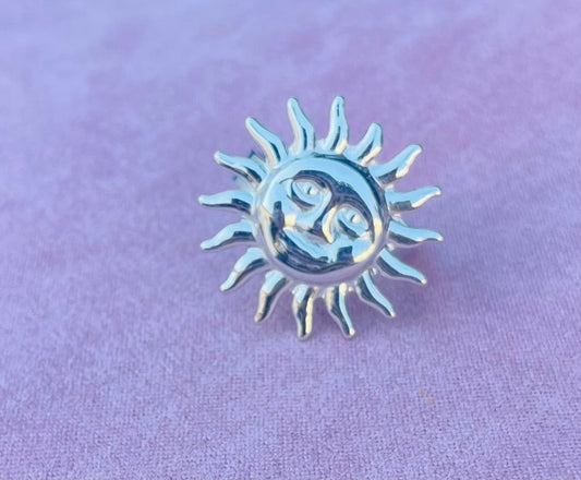 Bague argentée soleil