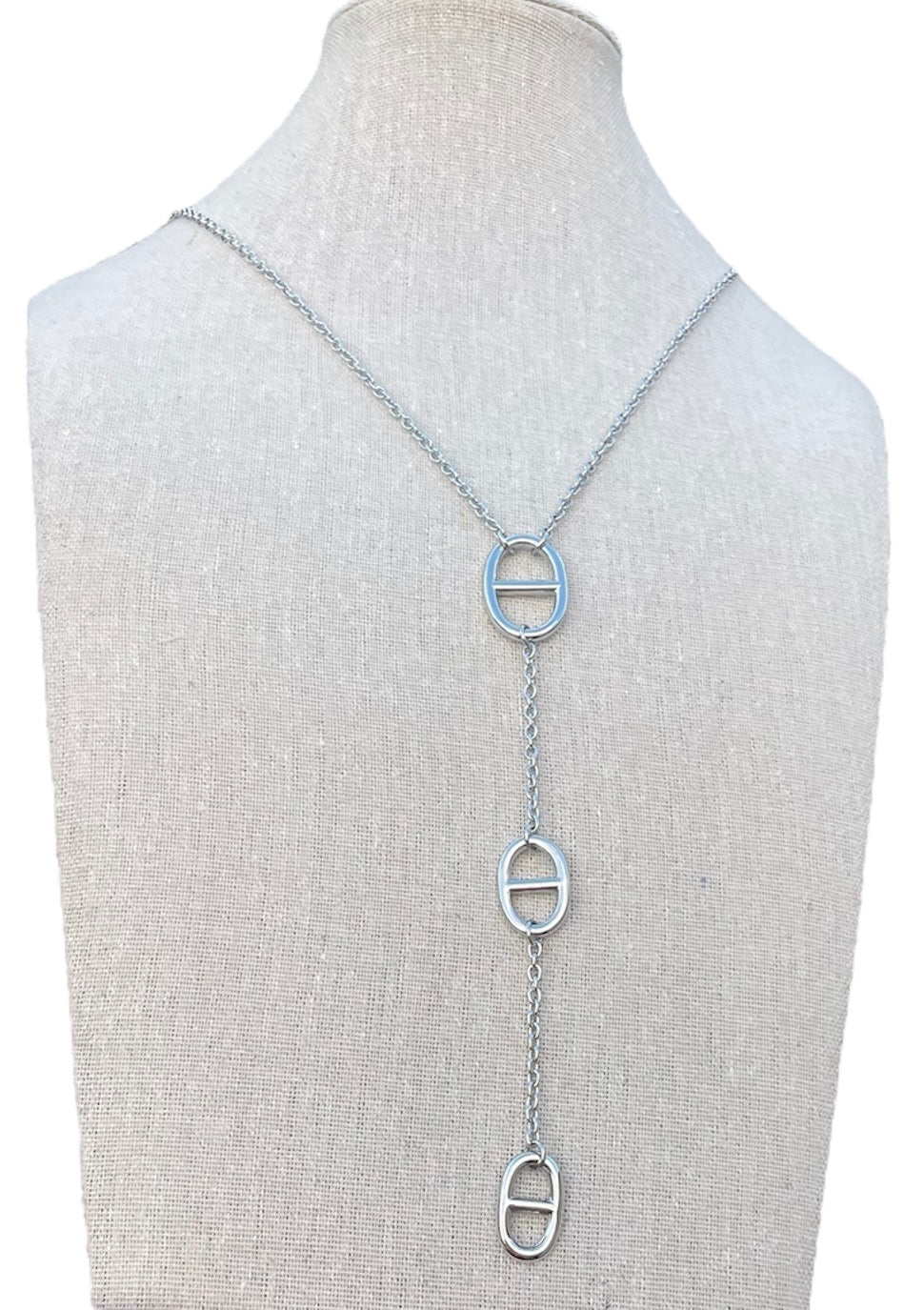 Sautoir y argenté maille marine🎀✨