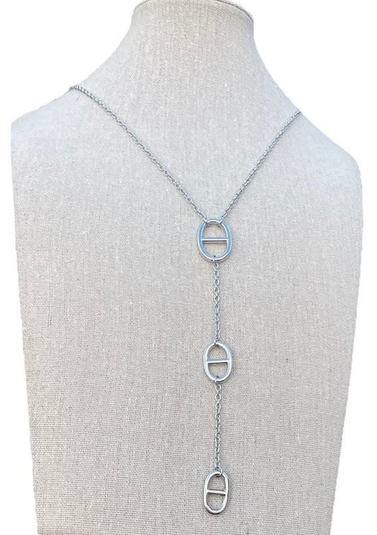 Sautoir y argenté maille marine🎀✨