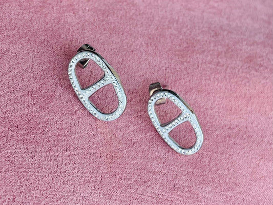 Boucles d’oreilles argentées strass