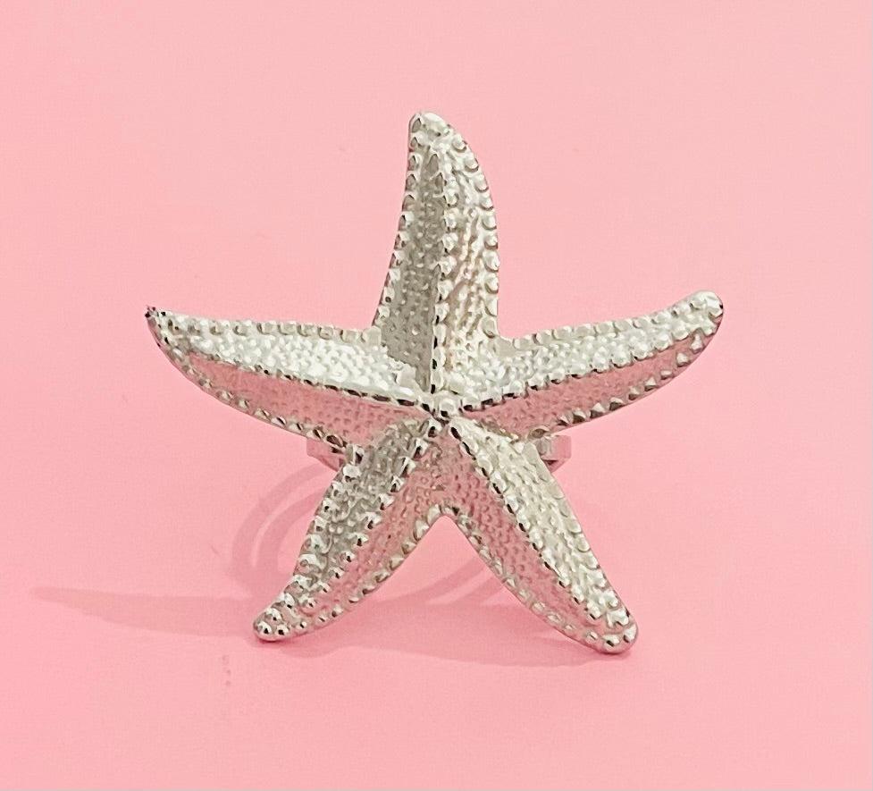 Bague argentée étoile de mer