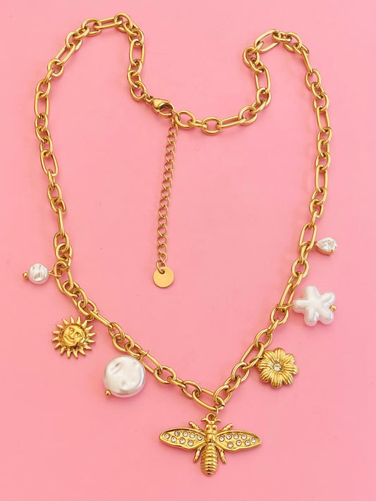 Collier doré fleurs soleil ✨