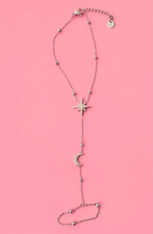 🎀✨chaine de main argenté étoile et lune ✨🎀
