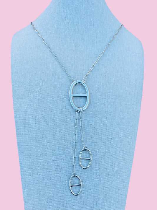 Sautoir mailles marine argenté ✨🎀