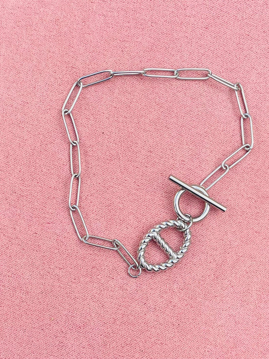 Bracelet argenté maille marine