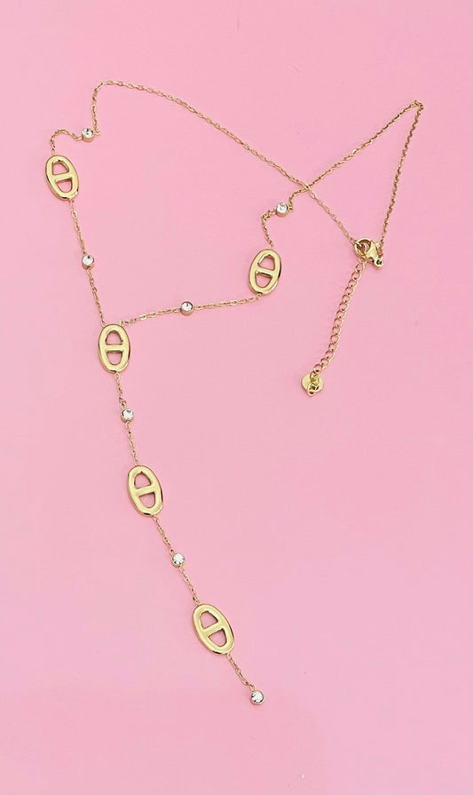 Collier doré mailles marine