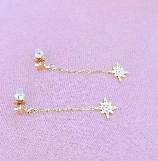 Boucles d’oreilles dorées étoiles strass