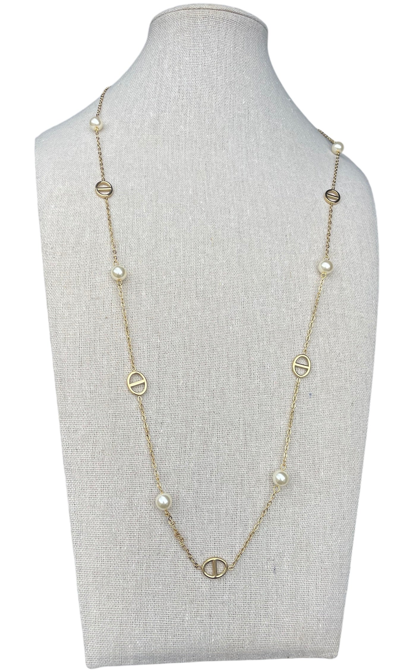 🎀✨Sautoir doré maille marine perles