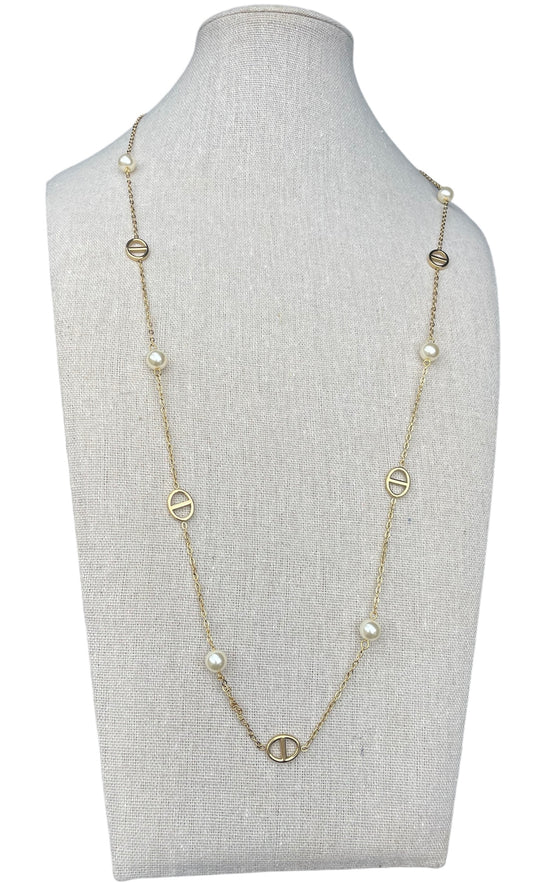 🎀✨Sautoir doré maille marine perles