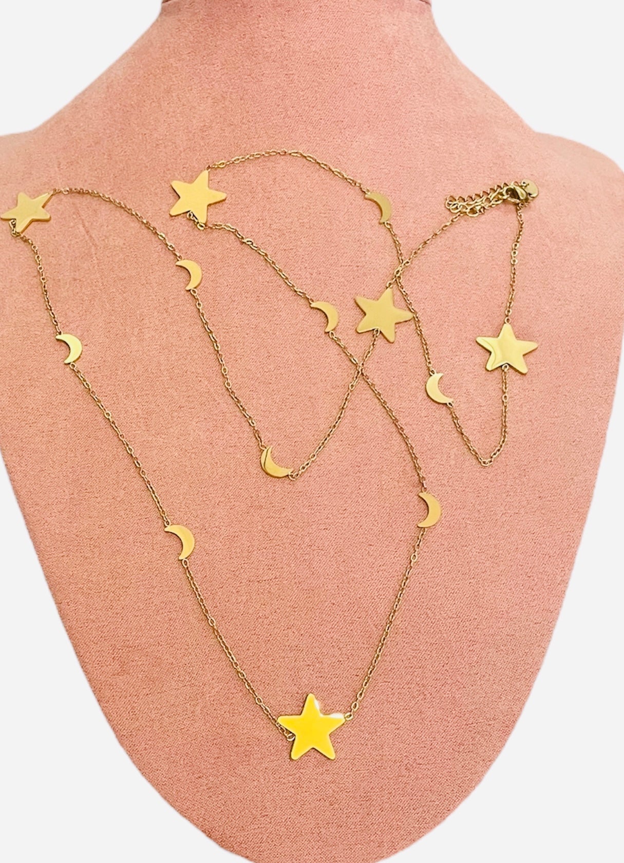 Sautoir doré étoiles lunes