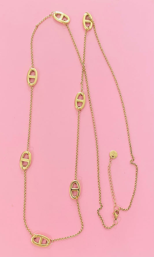 ⭐Sautoir doré mailles marine⭐