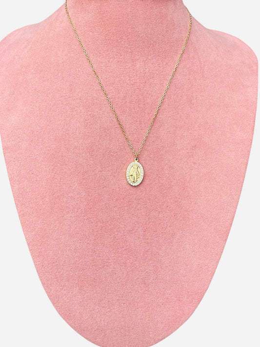 Collier doré vierge strass