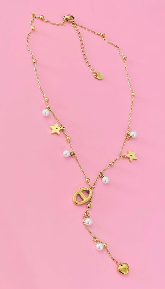 🎀Collier y mailles marine doré ✨