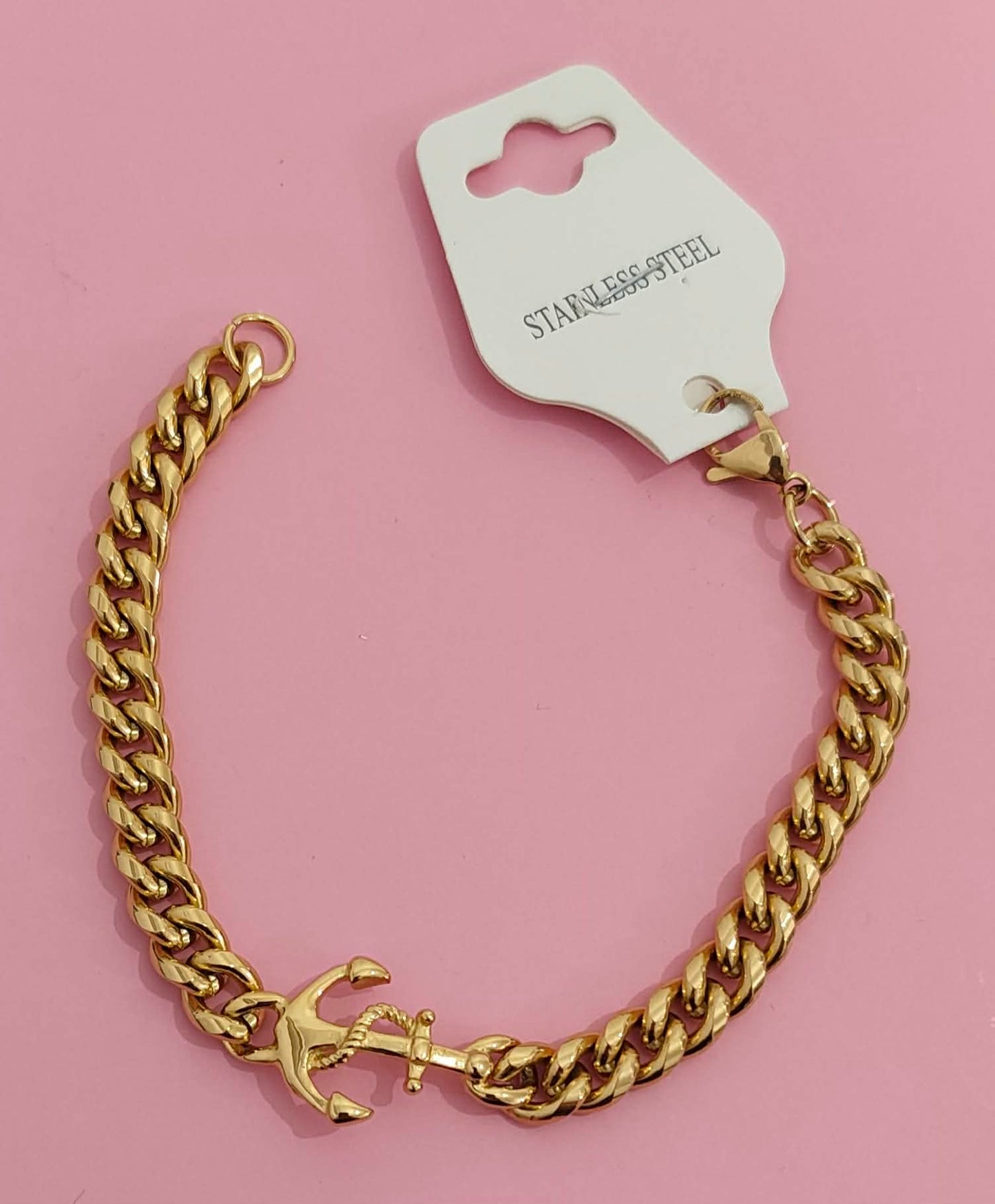 Bracelet doré  ancre marine