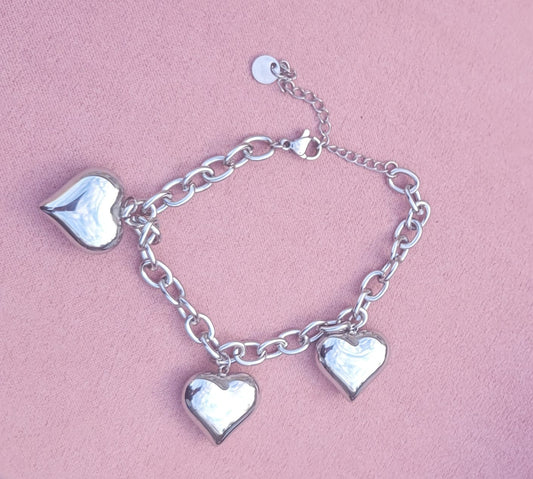 Bracelet argenté cœurs