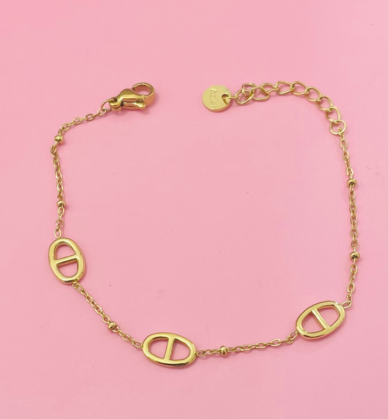 Bracelet doré mailles marine