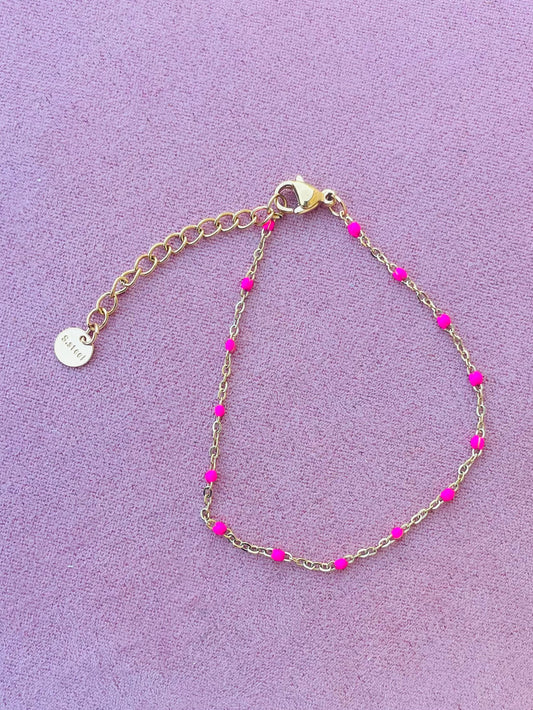 Bracelet doré émail rose