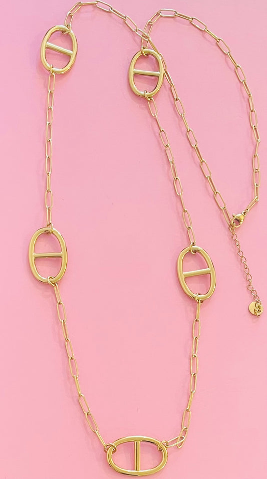 🎀✨Sautoir tendance doré mailles marine ✨🌺