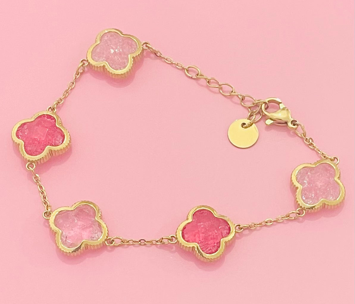 🎀✨bracelet doré fleurs roses ✨🎀