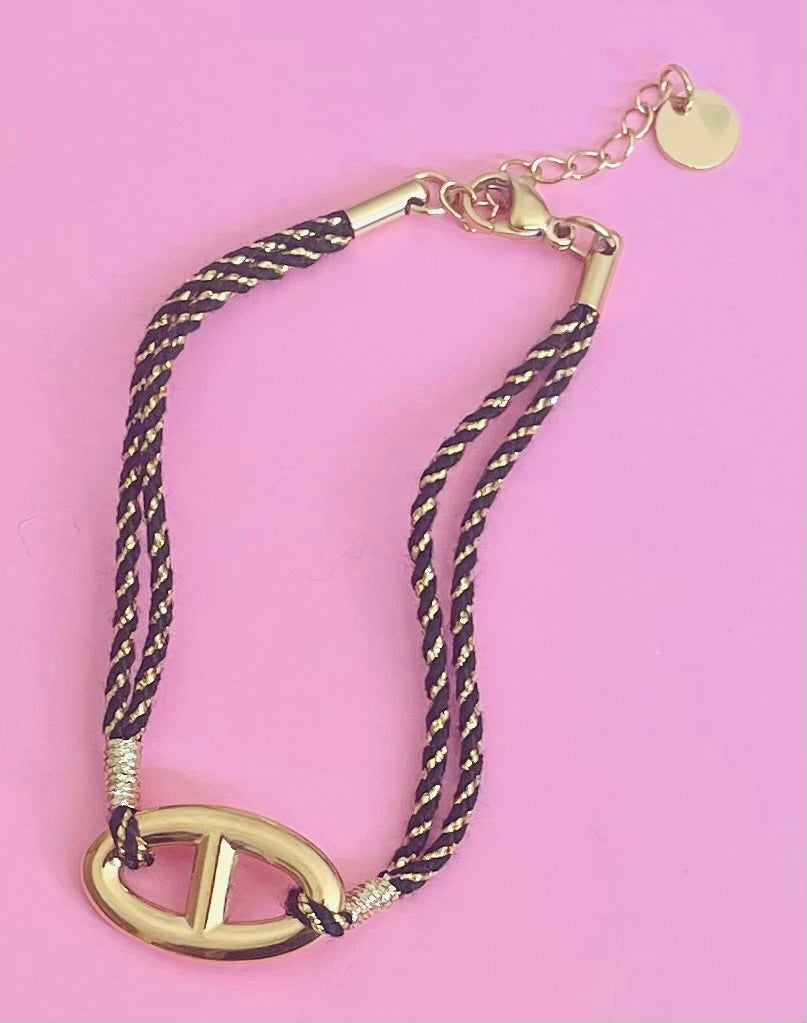 Bracelet cordon doré maille marine