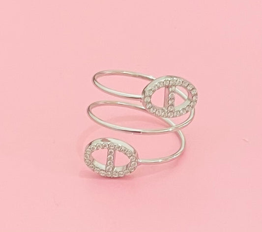 Bague argentée mailles marine ✨