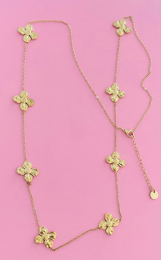 🎀✨Sautoir doré fleurs ✨🎀