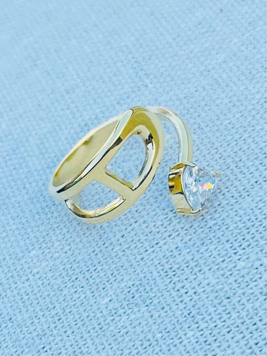 Bague dorée maille marine cœur