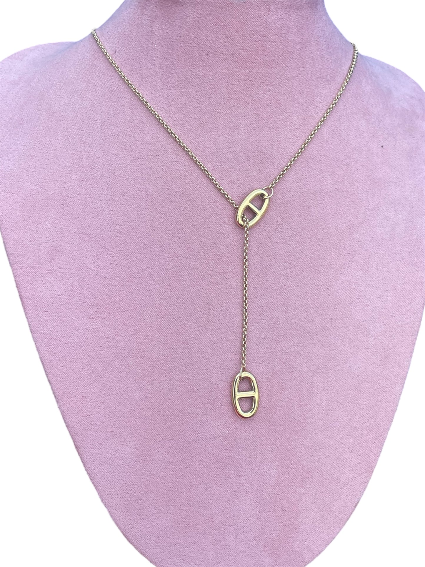 Collier y doré mailles marine ✨🎀