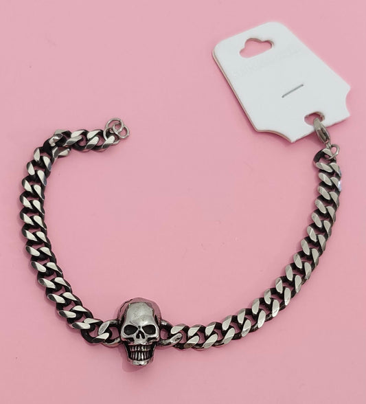 Bracelet argenté tête de mort✨