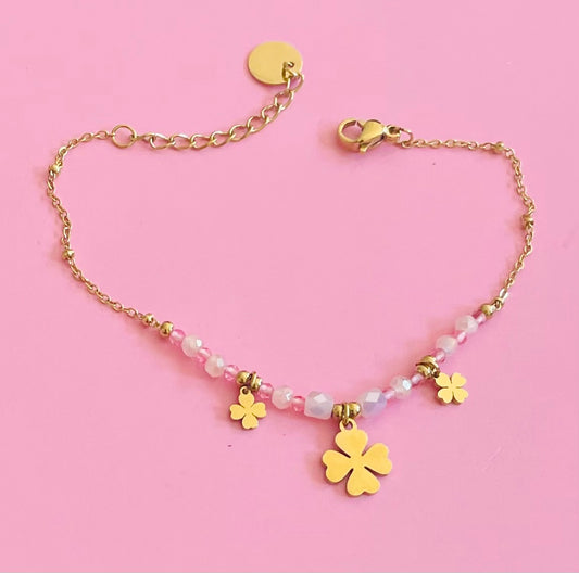 Bracelet doré trèfles