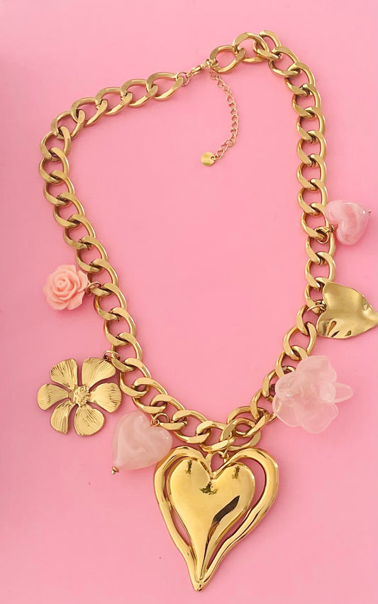Collier doré cœurs ✨