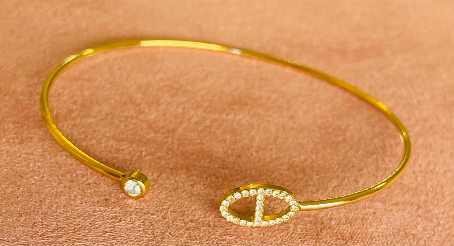 Jonc doré mailles marine