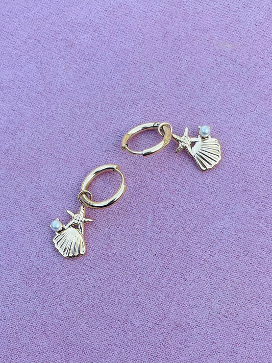 Boucles d’oreilles dorées coquillages