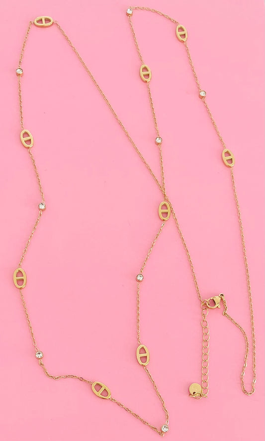 🎀✨Sautoir doré mailles marine ✨🎀