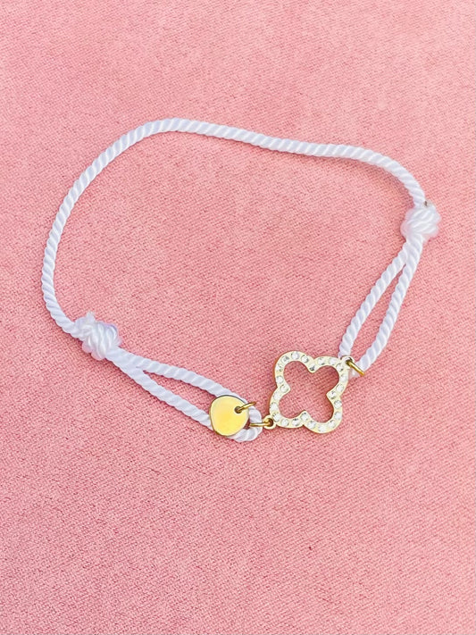 Bracelet doré trèfle strass
