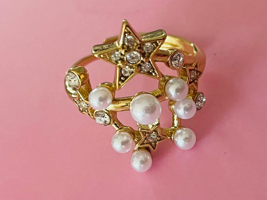 bague étoile perles